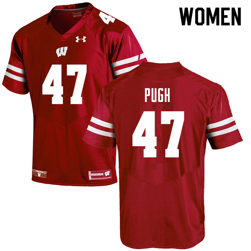 Wisconsin Badgers Women's #47 Jack Pugh NCAA Under Armour Authentic Red College Stitched Football Jersey XP40S18BS